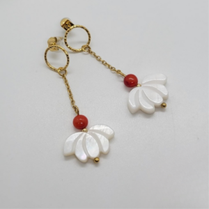 Boucles d'oreilles lotus et bambou de mer